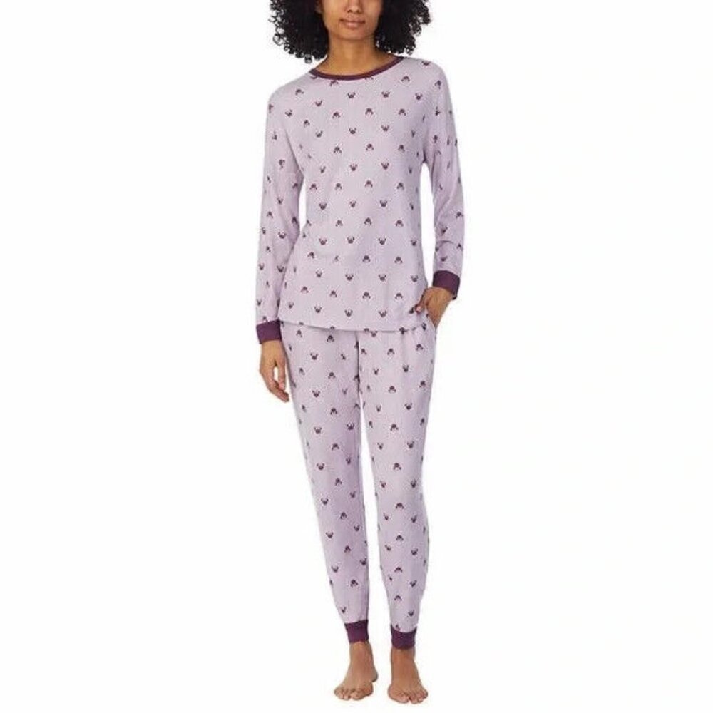 Disney Womens 2 Pc Minnie Mouse Pajama Set Long Sleeve Tee and Jogger Pant